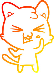 warm gradient line drawing cartoon cat