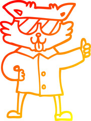 warm gradient line drawing cartoon cool cat