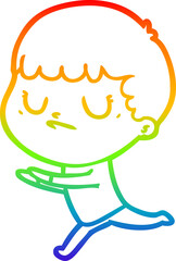 rainbow gradient line drawing cartoon grumpy boy