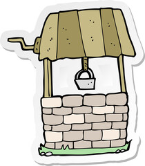 sticker of a cartoon wishing well