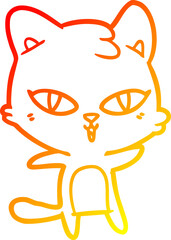 warm gradient line drawing cartoon cat