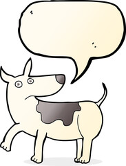 funny cartoon dog with speech bubble