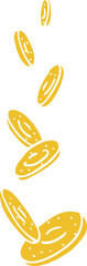 flat color illustration cartoon falling coins