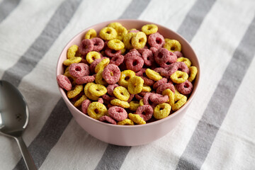 Colorful Cereal Loops with Whole Milk for Breakfast