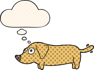 cartoon dog and thought bubble in comic book style