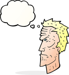 cartoon angry face with thought bubble