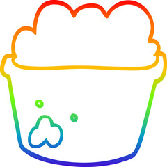 rainbow gradient line drawing cartoon plant pot of earth