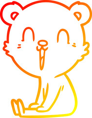 warm gradient line drawing happy cartoon bear