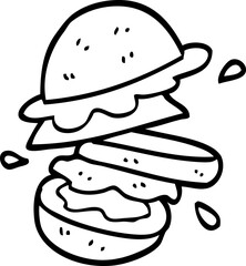 line drawing cartoon burger