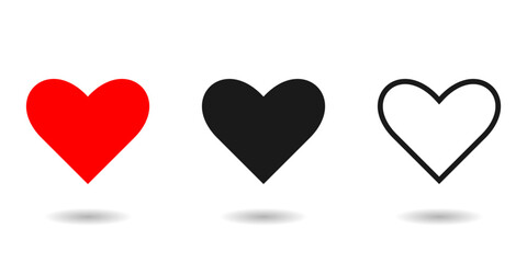 Collection of heart illustrations, Love symbol icon set, love symbol vector