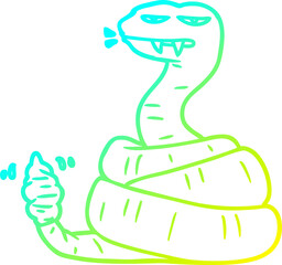 cold gradient line drawing cartoon angry rattlesnake