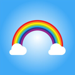 Color Rainbow With Clouds, With Gradient Mesh, Vector Illustration
