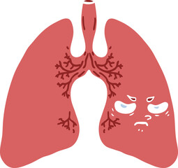 flat color style cartoon lungs