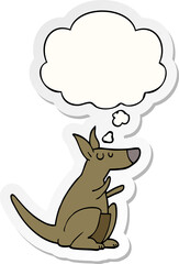 cartoon kangaroo and thought bubble as a printed sticker