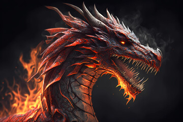 Fire Dragon. AI generation