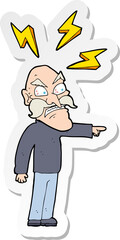 sticker of a cartoon angry old man