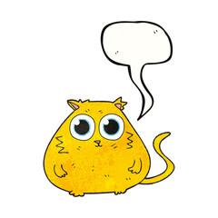 speech bubble textured cartoon cat with big pretty eyes