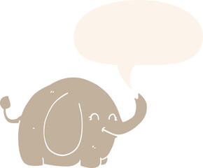 cartoon elephant and speech bubble in retro style