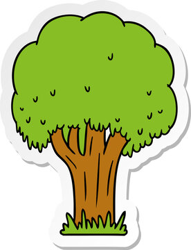 sticker cartoon doodle of a summer tree