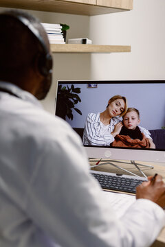 Paediatrician telehealth computer hardware illness checkup