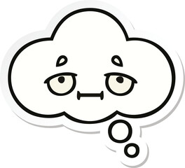 sticker of a cute cartoon thought bubble