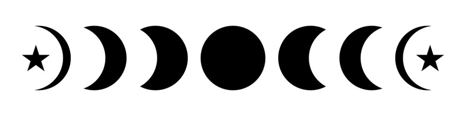 Fototapeta na wymiar Moon phases flat icon illustration isolated on white background.