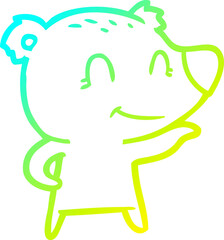 cold gradient line drawing friendly bear cartoon