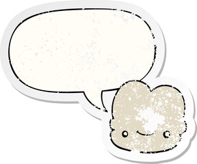 cartoon cloud and speech bubble distressed sticker