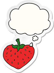 cartoon strawberry and thought bubble as a printed sticker