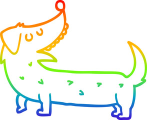 rainbow gradient line drawing cartoon dog