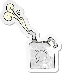 retro distressed sticker of a cartoon fuel can