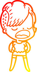 warm gradient line drawing cartoon cool hipster girl talking
