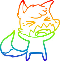 rainbow gradient line drawing angry cartoon fox