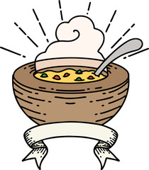 banner with tattoo style bowl of soup