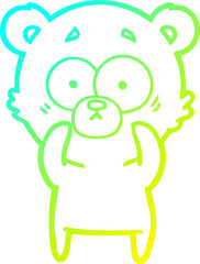 cold gradient line drawing surprised polar bear cartoon