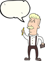 comic book speech bubble cartoon man with notebook