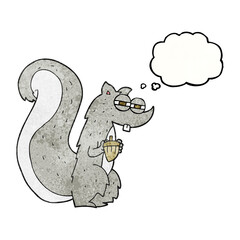 thought bubble textured cartoon squirrel with nut