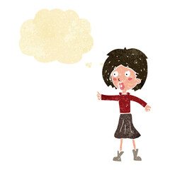 cartoon woman  with thought bubble