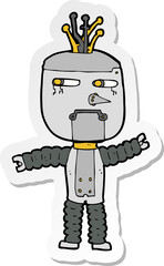 sticker of a cartoon waving robot