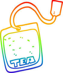rainbow gradient line drawing cartoon tea bag