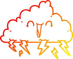 warm gradient line drawing cartoon thundercloud