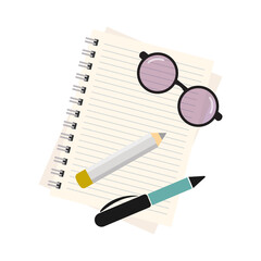 Notepad for notes, planner, stationery, creative workplace organization.