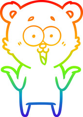 rainbow gradient line drawing laughing teddy  bear cartoon