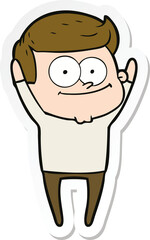 sticker of a cartoon happy man