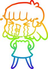 rainbow gradient line drawing cartoon woman