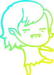 cold gradient line drawing cartoon undead vampire girl