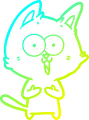 cold gradient line drawing funny cartoon cat