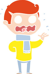 flat color style cartoon man totally stressed out