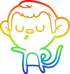 rainbow gradient line drawing cartoon monkey