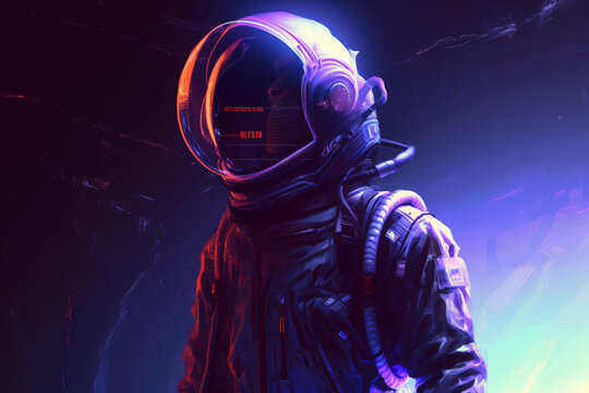 astronaut city in the night